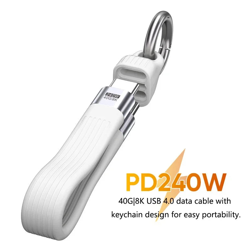 USB4 Keychain Cable 240W Fast Charging 40Gbps USB-C to C
