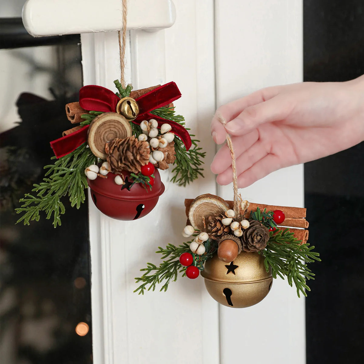 Vintage Christmas Hanging Ornaments – Bells, Antlers & Pinecones