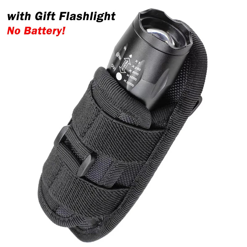 Tactical Flashlight Pouch Holster – 360° Rotatable Belt Clip
