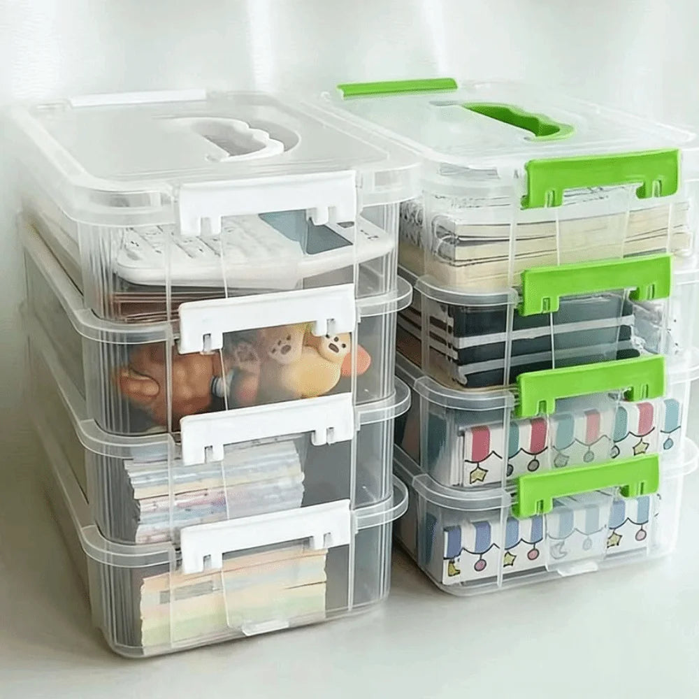 Stackable Transparent Pencil Case Multi-Layer Drawer Organizer