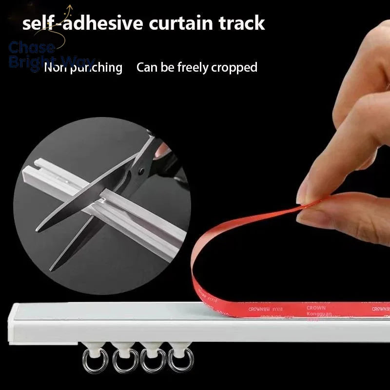 Self-Adhesive Curtain Track – No-Drill Nano Silent Sliding Rail