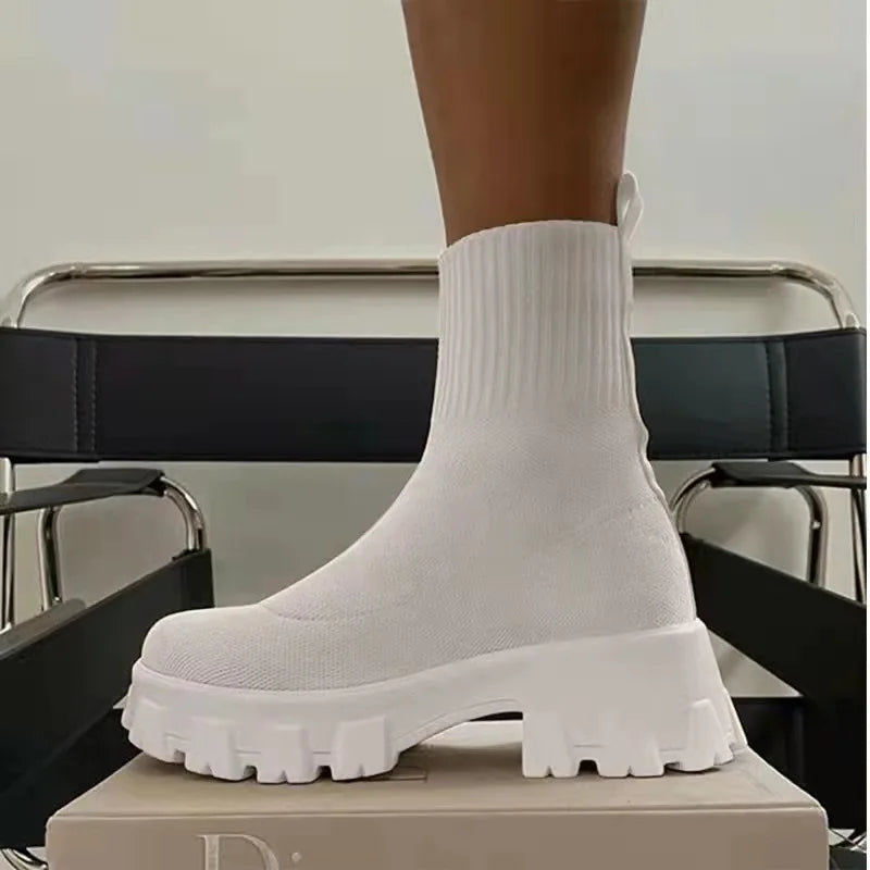 Women's Elastic Sock Ankle Boots – Stretch Knit Slip-On