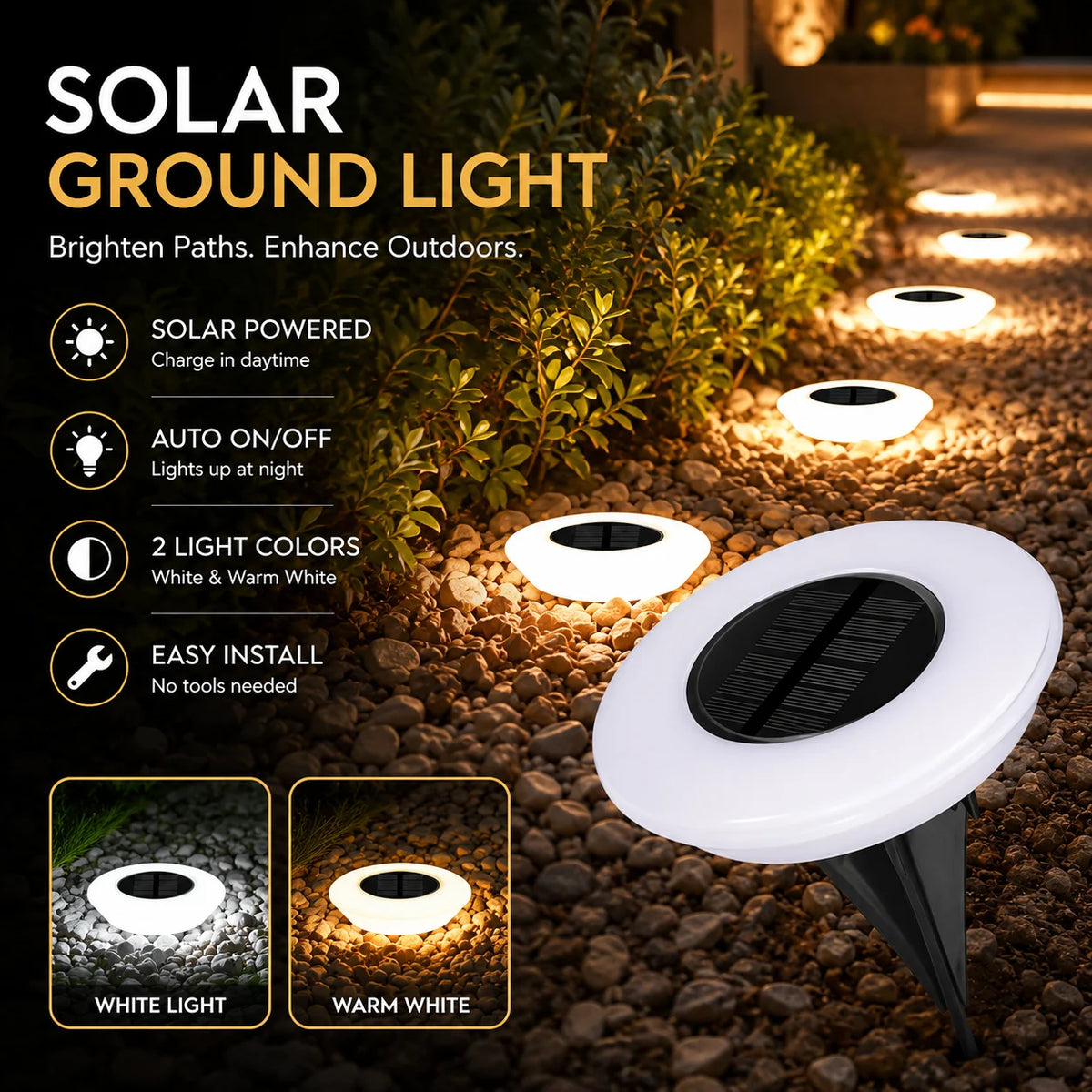 Solar Ground Lights 14 LED Waterproof Outdoor Lawn Lamp 1/2 Pack