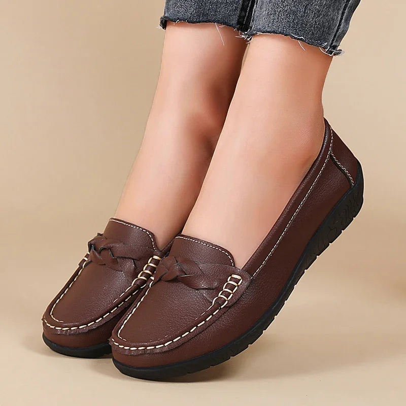 LEDP Women's Slip-On Loafer Flats | Woven PU, Sizes EU 35–44
