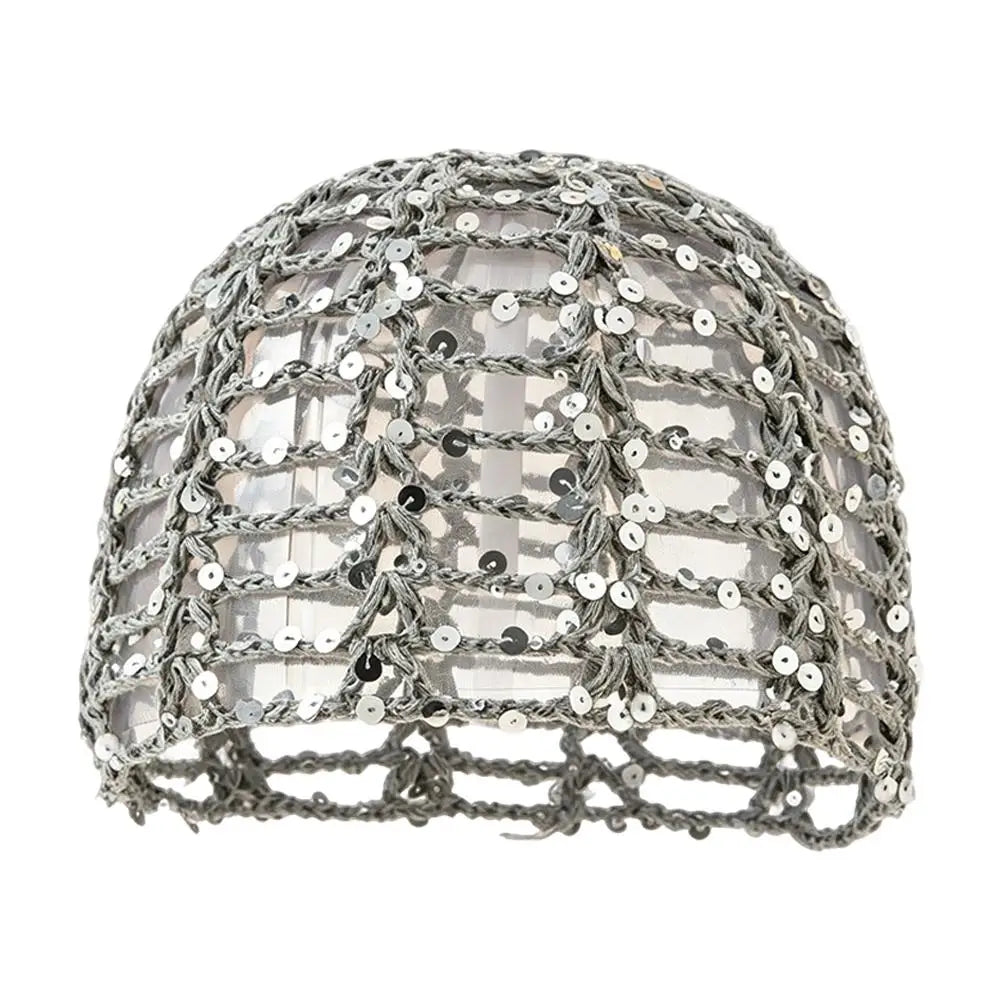 Y2K Sequined Crochet Fishnet Hat – Women's Summer Pullover Cap