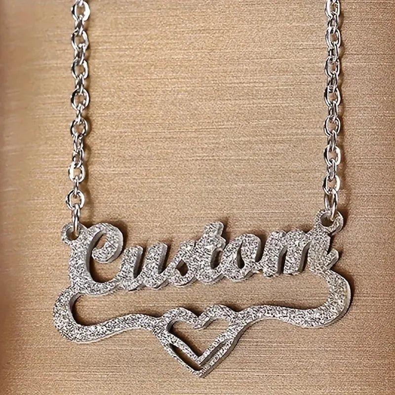 Custom Name Heart Necklace – Personalized Stainless Steel Pendant