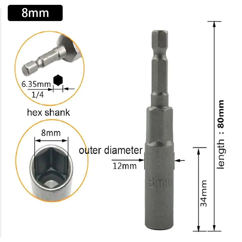 Magnetic Hex Nut Driver Drill Bit Adapter 1/4" – 5.5–19mm
