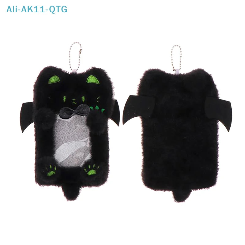 Cute Black Cat Plush Photocard Holder & Keyring Pendant