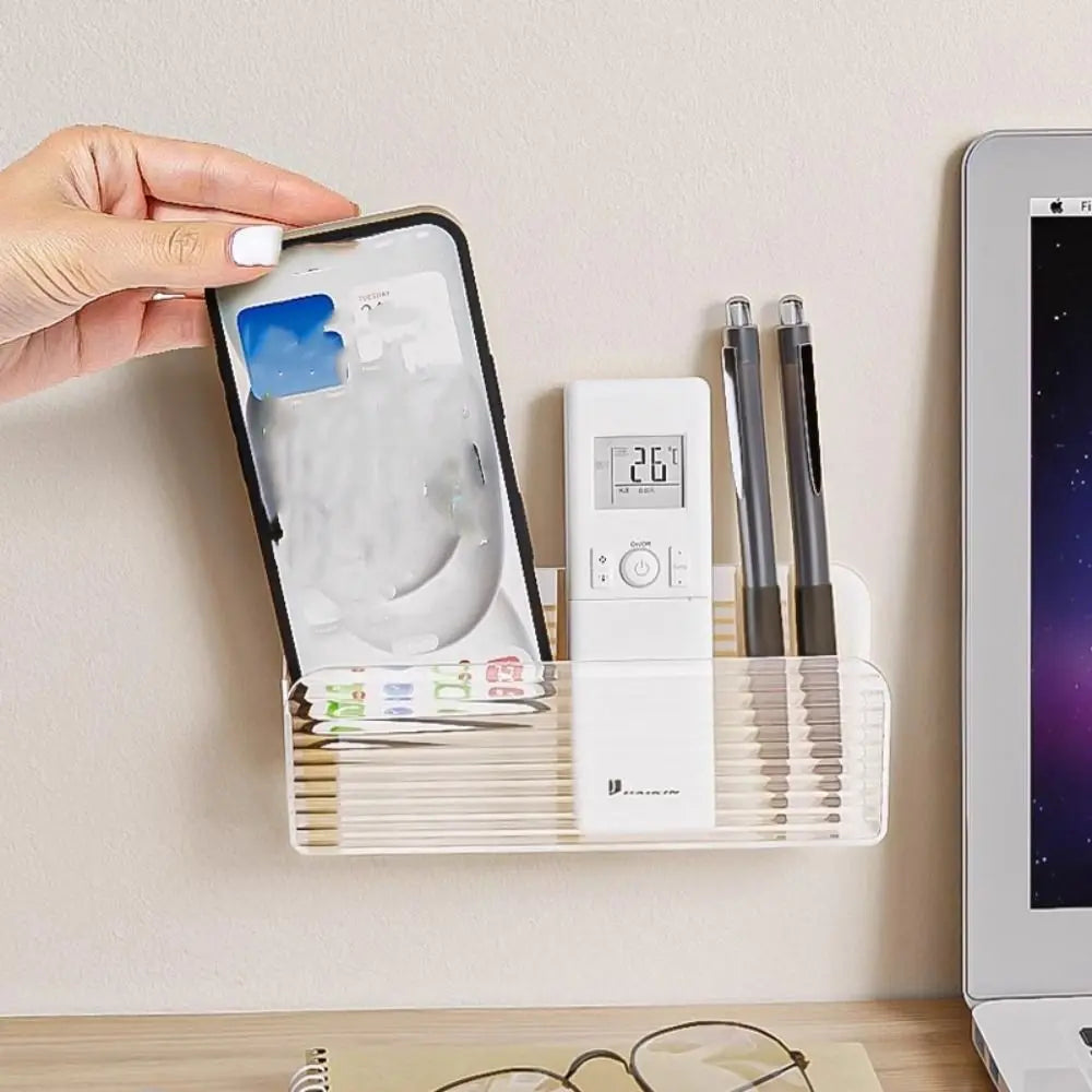 Wall-Mounted Transparent Remote Control Storage Box Organizer