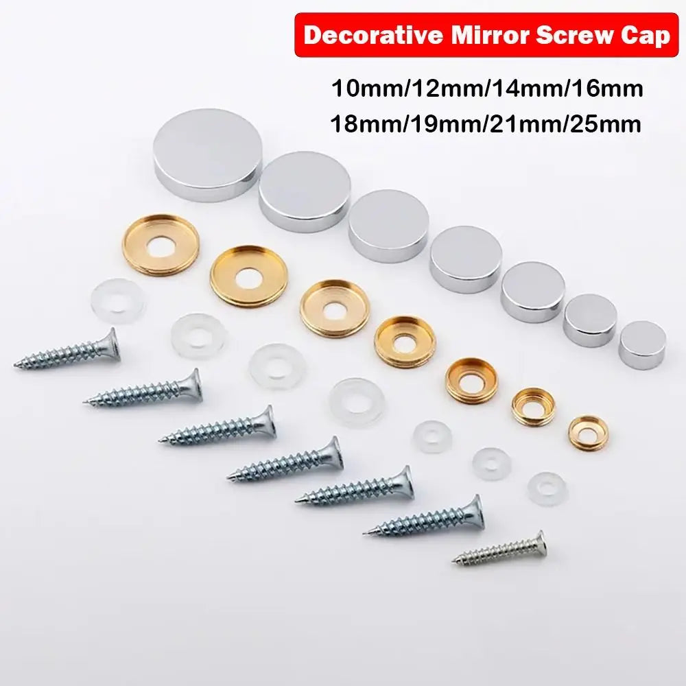Decorative Mirror Screw Caps – Copper Chrome Covers Multi-Size