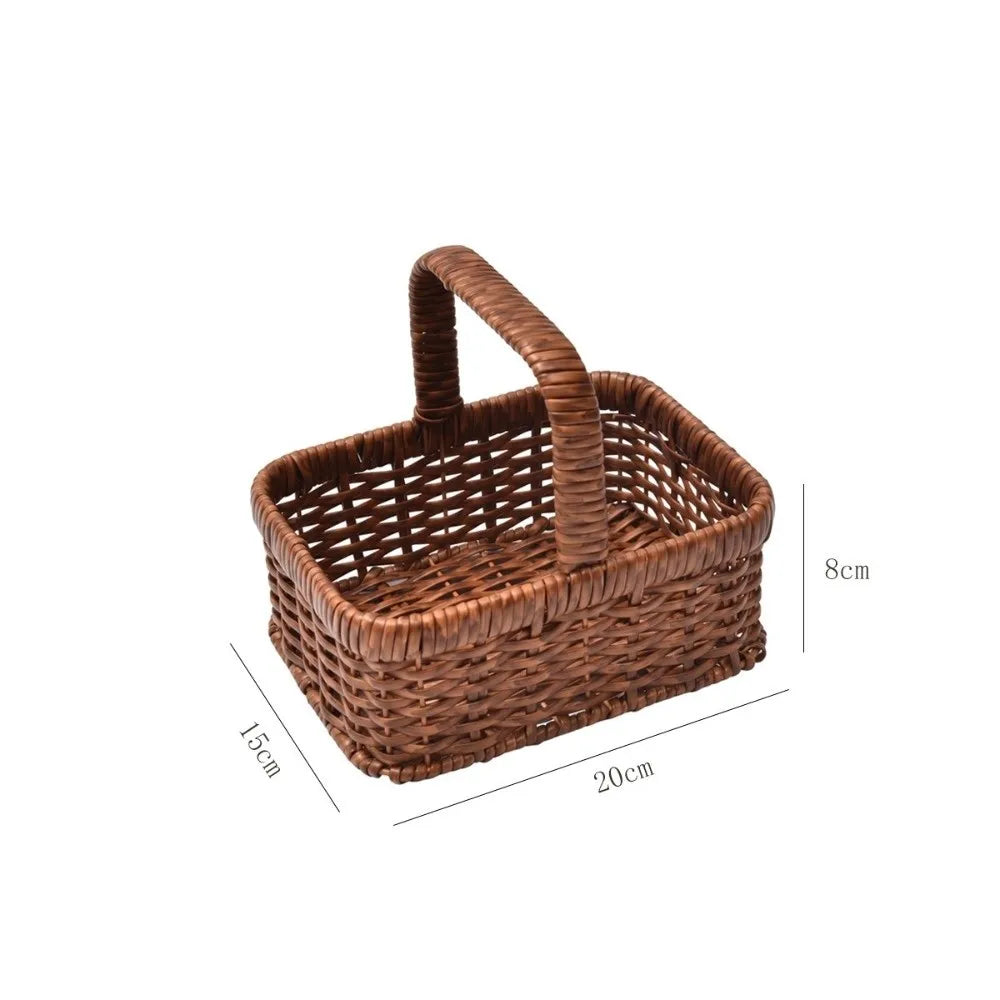 Woven Plastic Rattan Rectangular Basket – Fruit & Serving