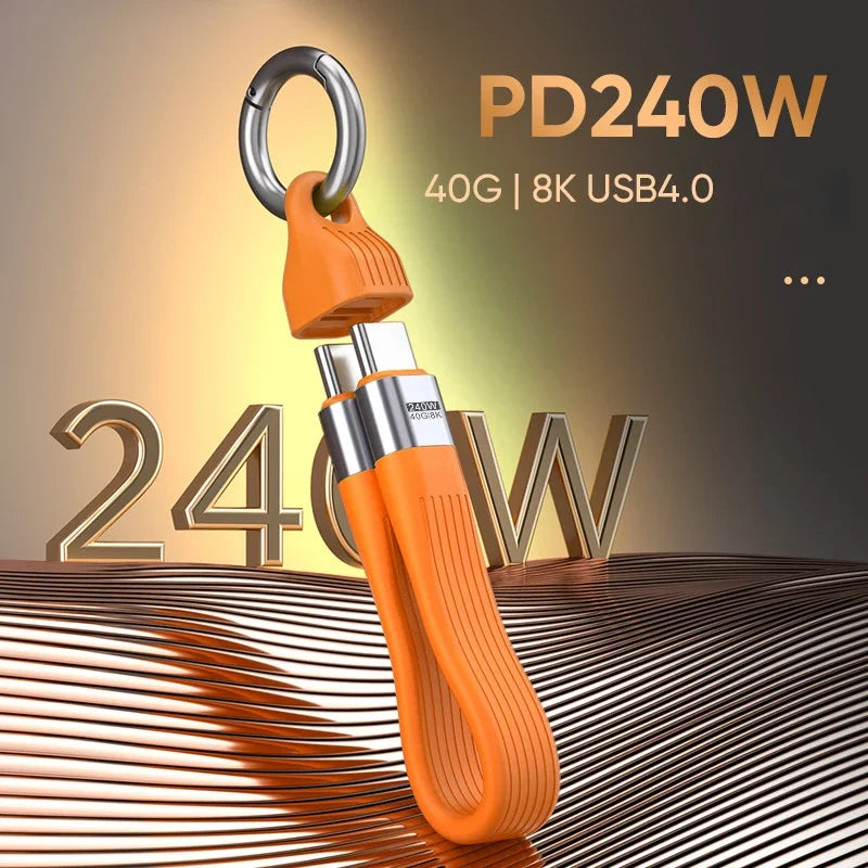 USB4 240W 40Gbps USB-C to USB-C Keychain Cable | 8K Ready