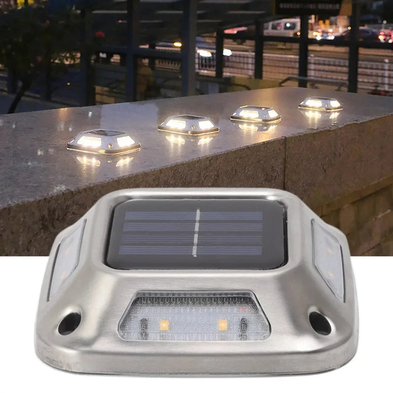 Solar Ground Light 8 LED Warm White Driveway Garden Lamp IP65
