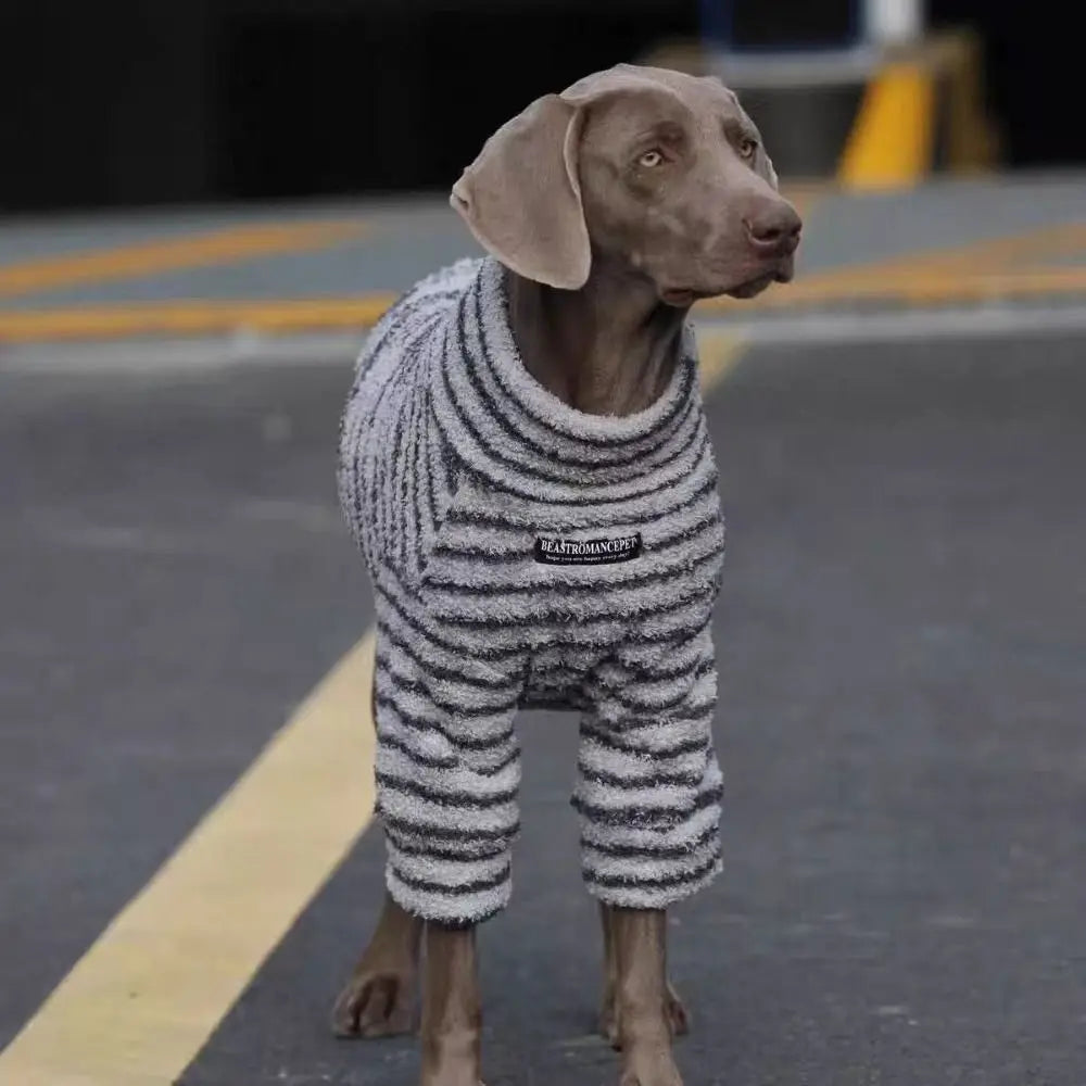 Fleece Striped Dog Turtleneck Sweater – Medium & Large Dogs