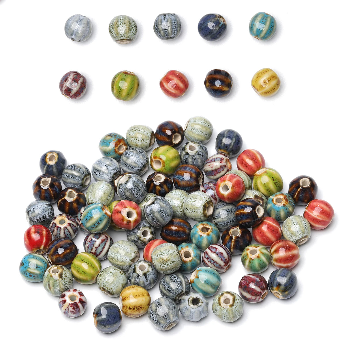 Pumpkin Watermelon Ceramic Beads 11mm – DIY Jewelry Making