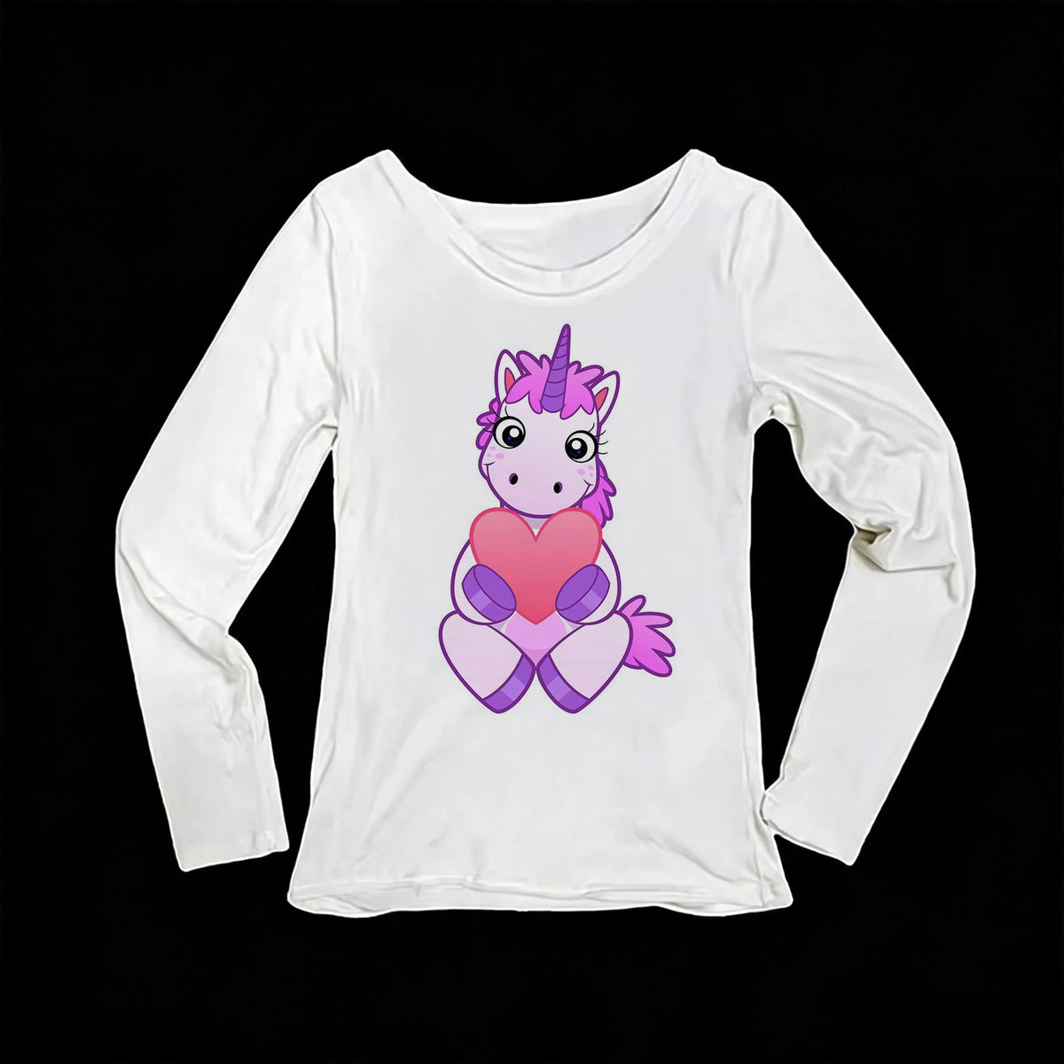 Women's Y2K Unicorn Print Long Sleeve Slim Fit T-Shirt