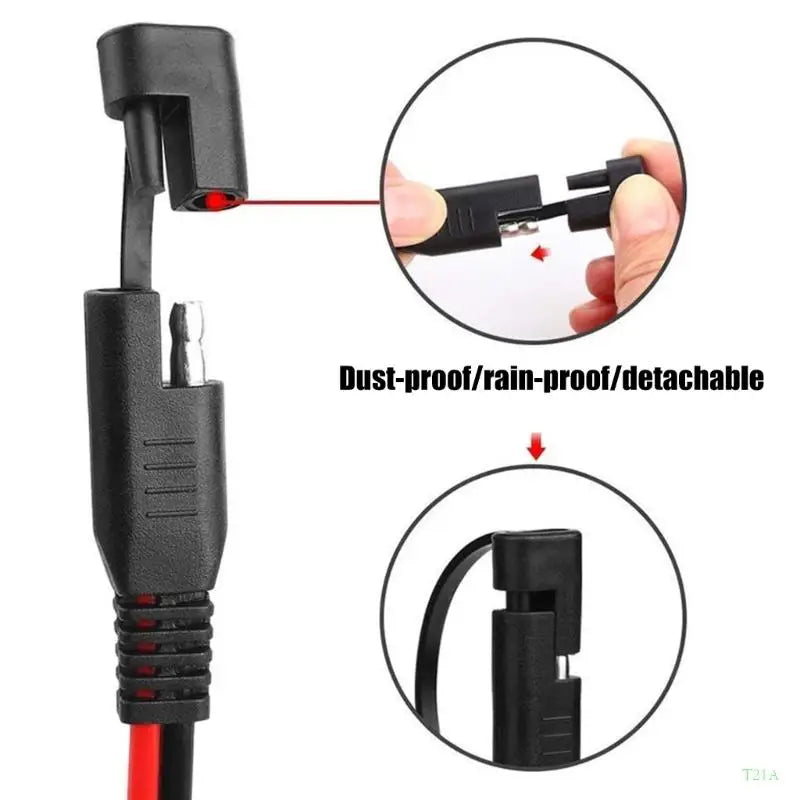 SAE to Clamp Cable 12-24V 10A 14AWG Solar Battery Charger Cord