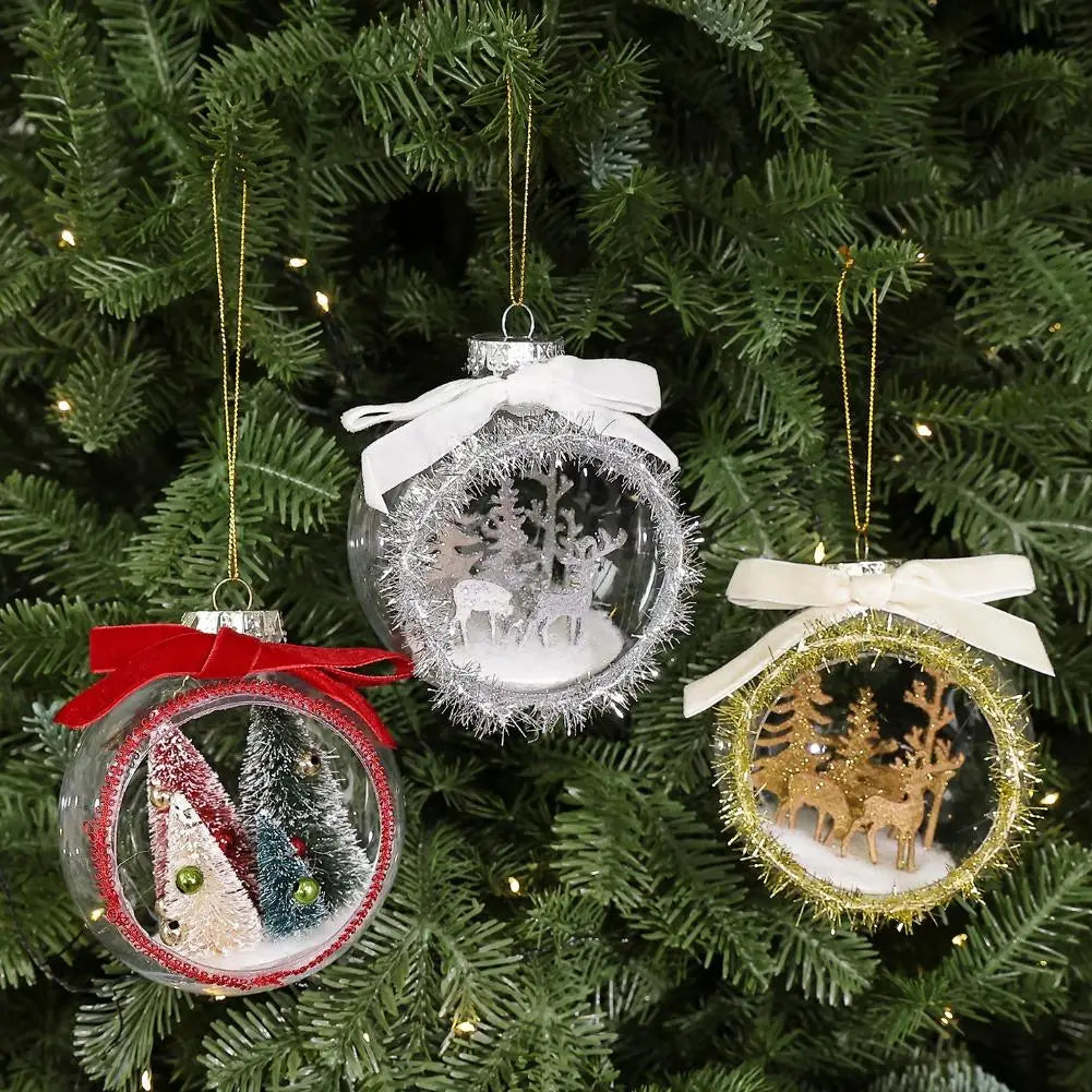 Shatterproof Clear Christmas Ball Ornament 3D Winter Scene 10cm