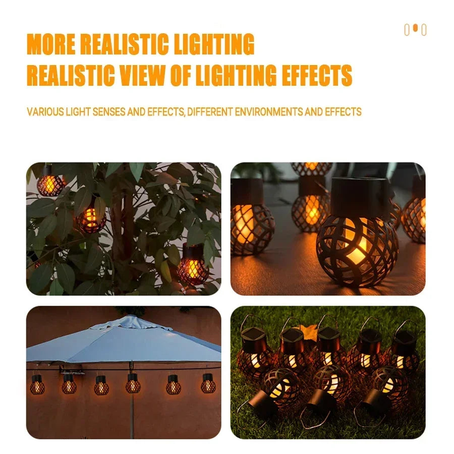 Solar Flame Hanging Ball Lamp – Waterproof Outdoor Decor 8-Pack