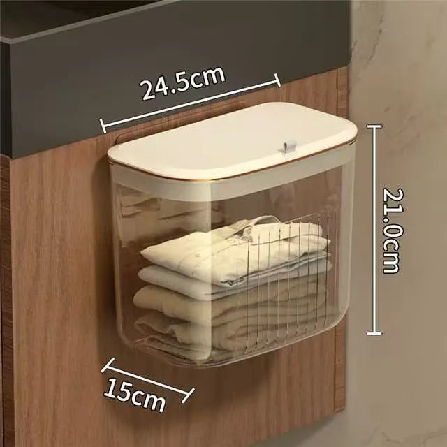 Wall-Mounted Laundry Hamper with Lid | No-Drill Hanging Basket