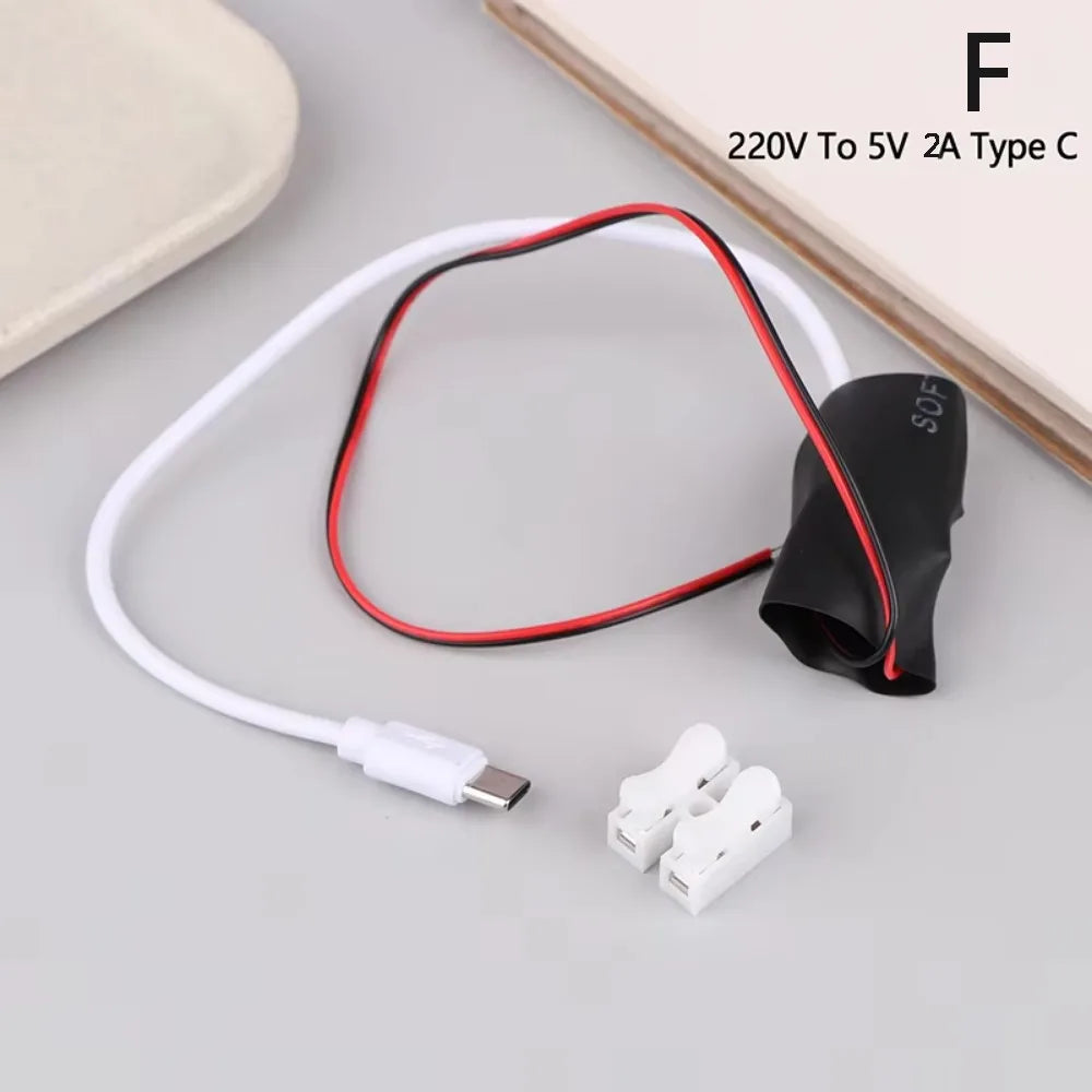 AC 220V to DC 5V Power Adapter – 1A/2A USB & USB-C