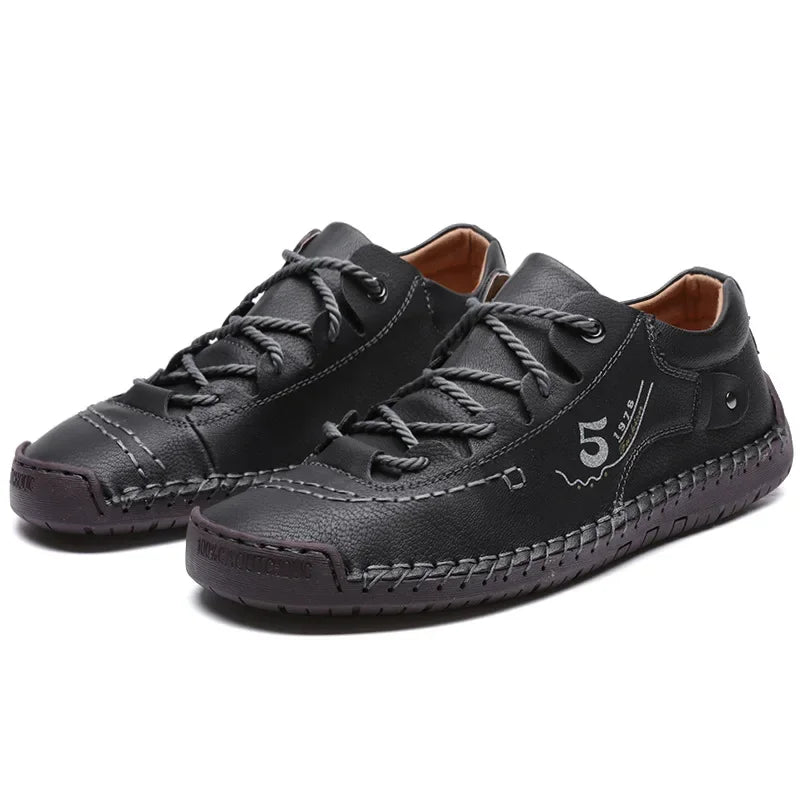 Men's Handmade PU Leather Loafers – Soft Sole Casual Shoes