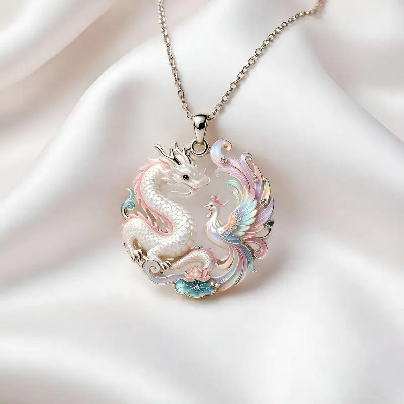 Nine-Tailed Fox Enamel Pendant Necklace | Chinese Mythology