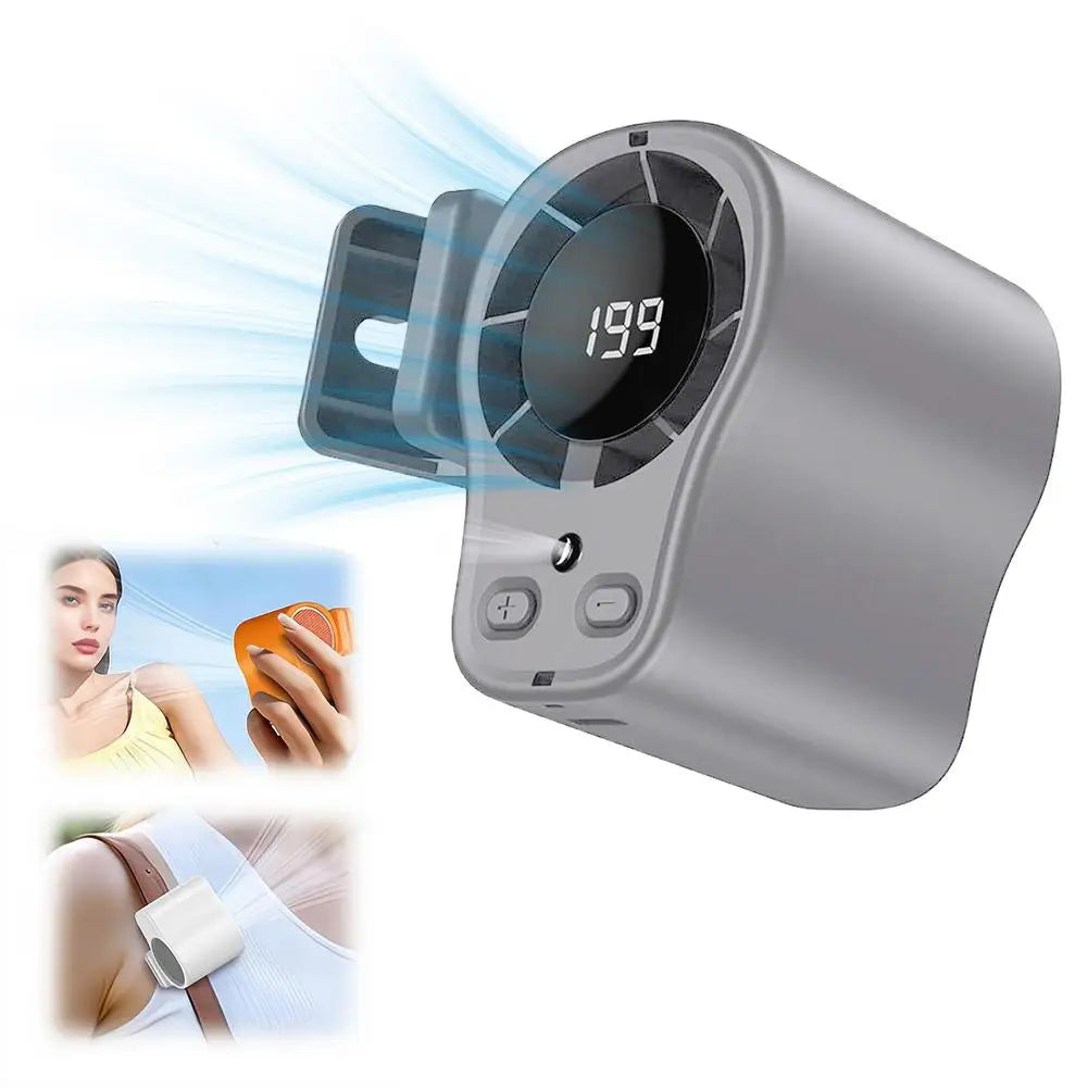 USB Rechargeable Clip-On Portable Fan | LED Display 360°
