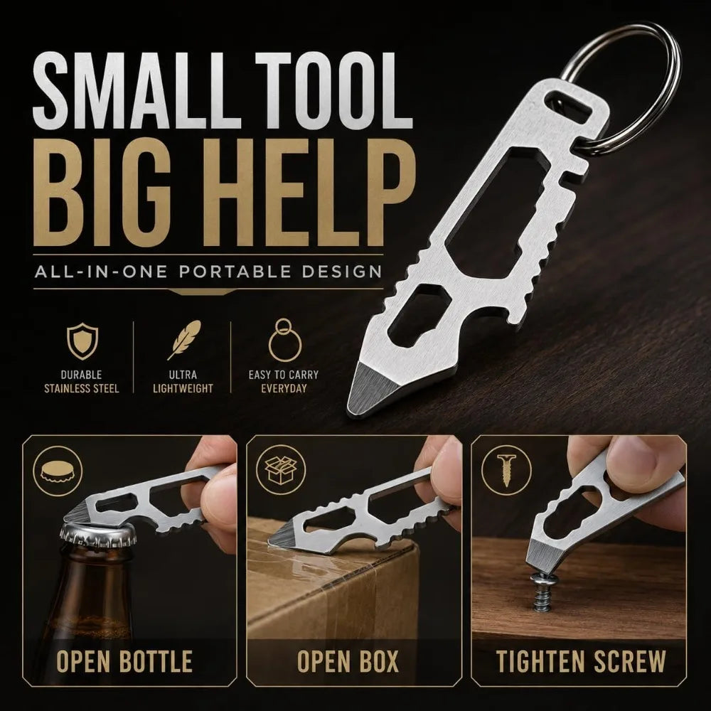 Stainless Steel Multitool Keychain with Bottle Opener