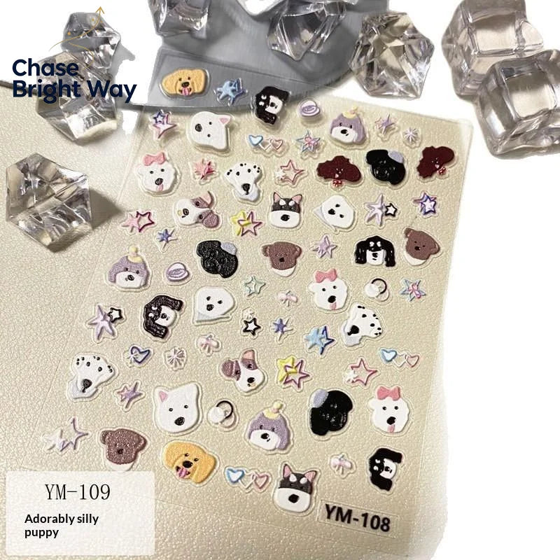 5D Embossed Cat & Dog Nail Art Stickers – DIY Manicure Decals
