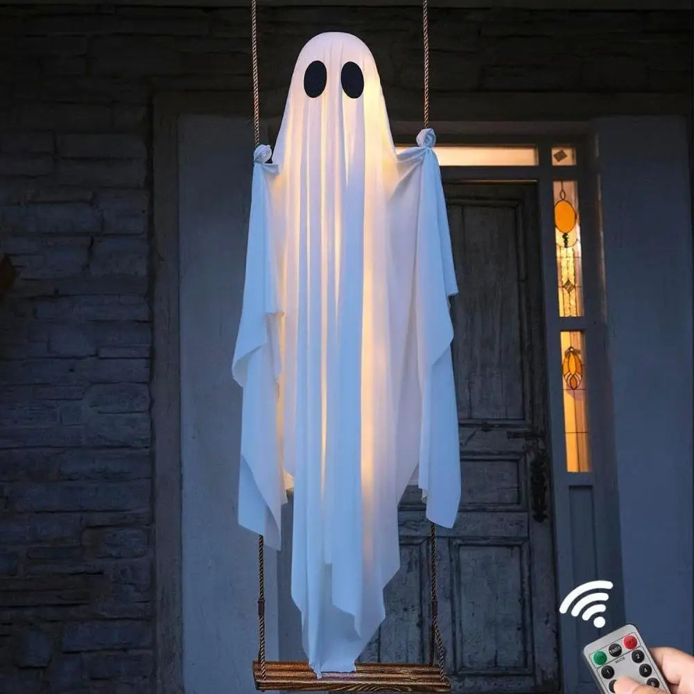 Large Hanging Swing Ghost Halloween Decoration | LED Lights