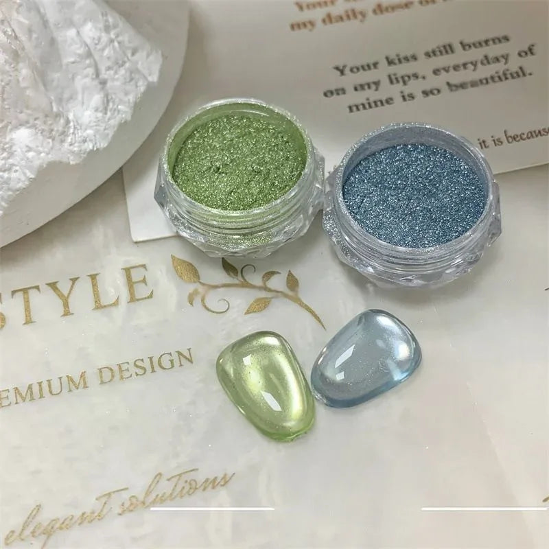 Aurora Mirror Chrome Nail Powder – Holographic Glitter Pigment