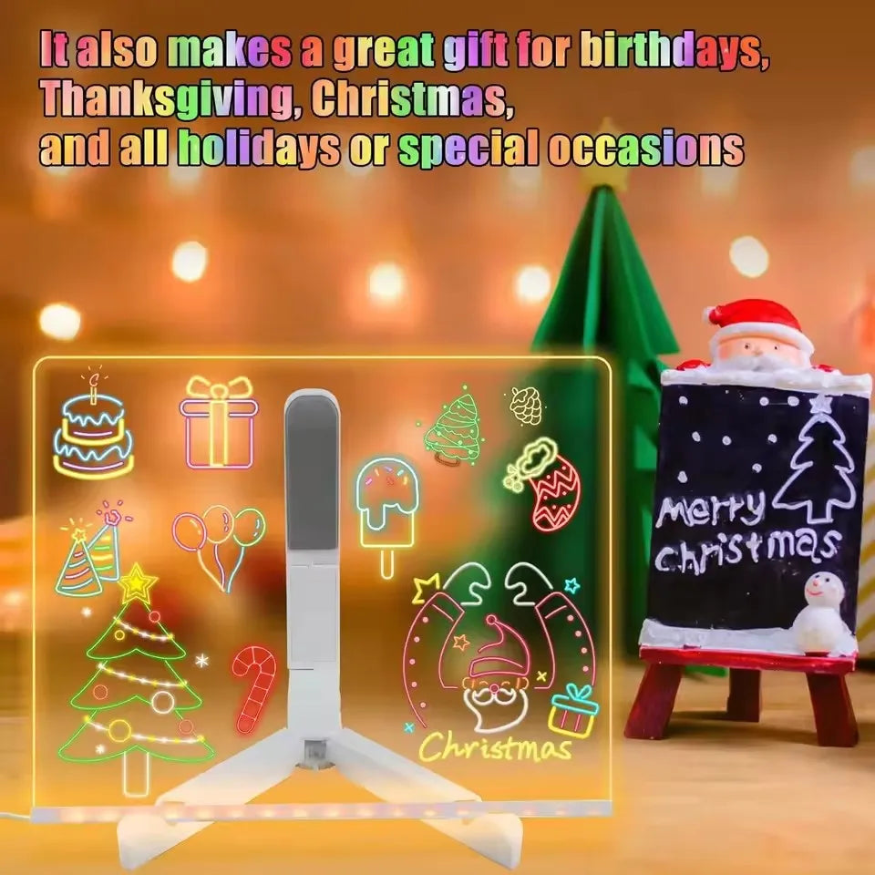 LED Acrylic Message Board Night Light with 7 Color Pens