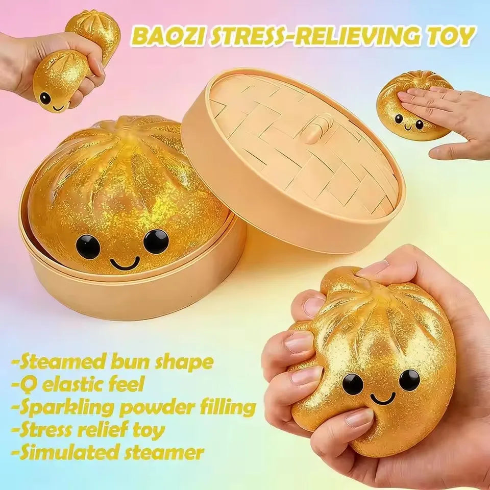 Glitter Dumpling Squishy Toy – Sensory Fidget Squeeze Bun