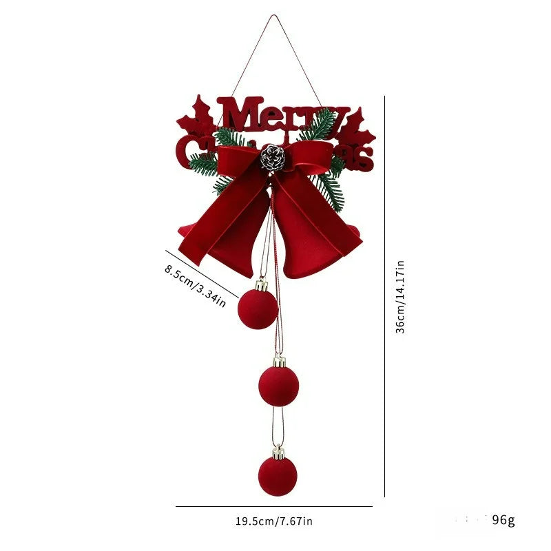 Wine Red Flocked Christmas Bell Ornament | Nordic Tree Pendant