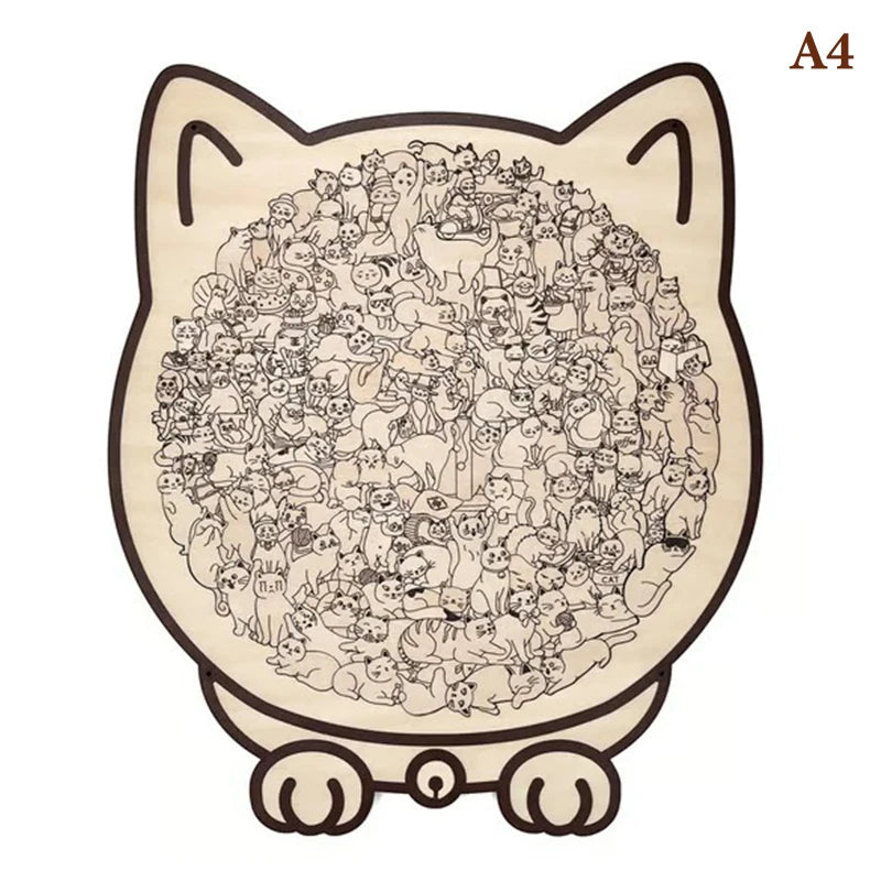135-Piece Cat-Shaped Wooden Jigsaw Puzzle – Morandi Color