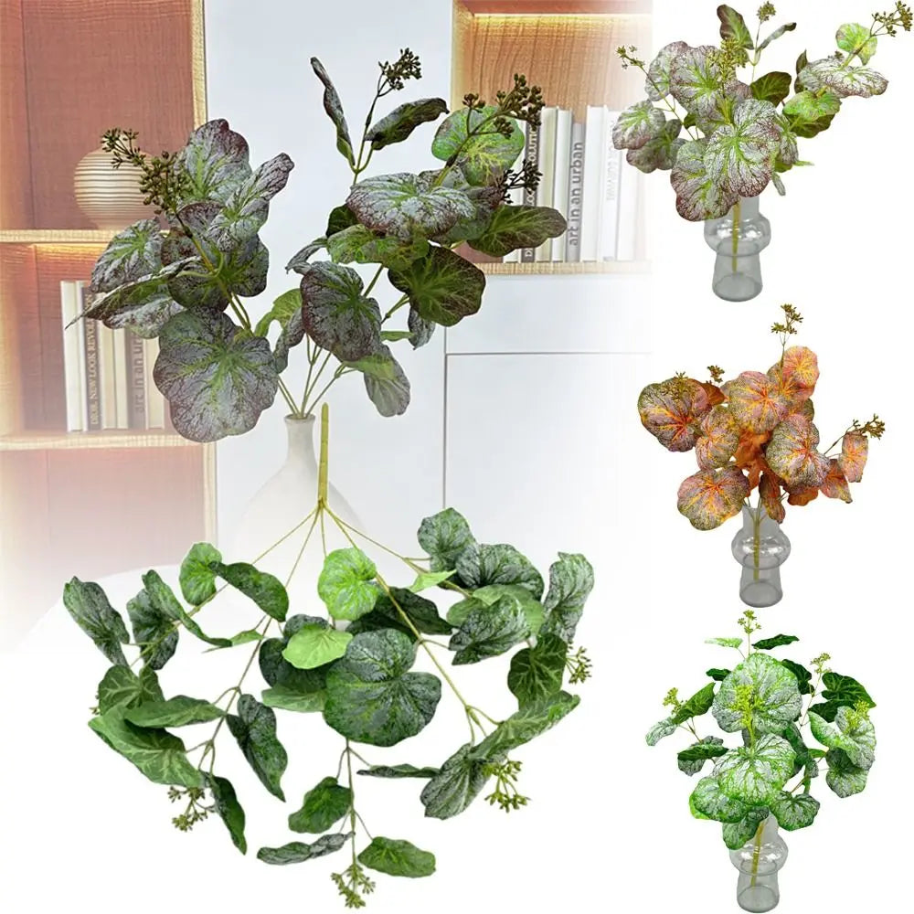 Faux Begonia Silk Leaf Branch – Multicolor Artificial Plant Decor