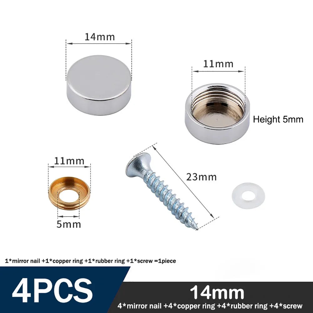 Decorative Mirror Screw Caps – Copper Chrome Covers Multi-Size