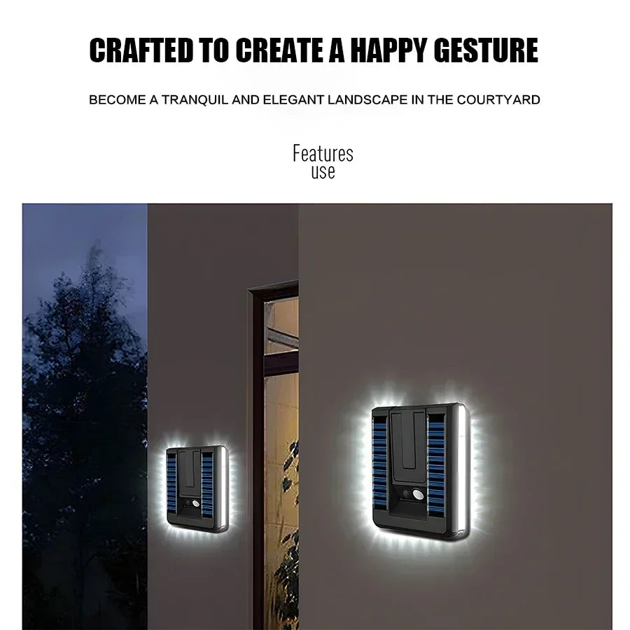 Solar LED Wall Light 120° Foldable Motion Sensor – IP65 Outdoor