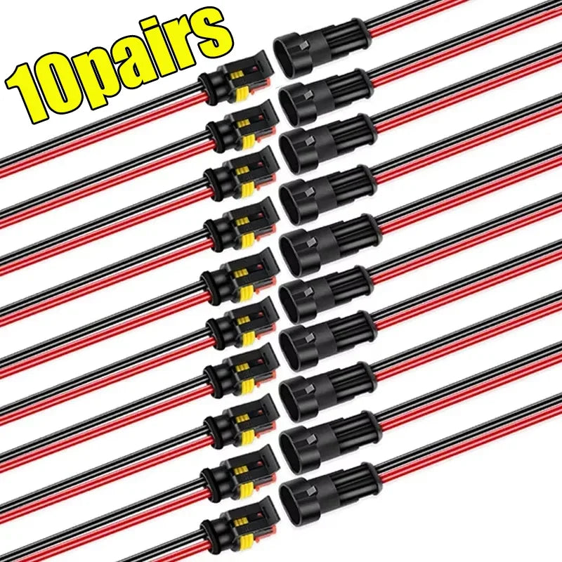 Waterproof 2-Pin Electrical Connector Plug – Auto & Marine