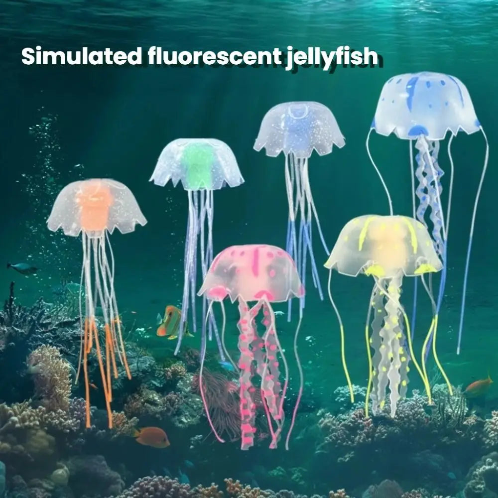 Glowing Silicone Jellyfish Aquarium Ornament | Fish Tank Decor