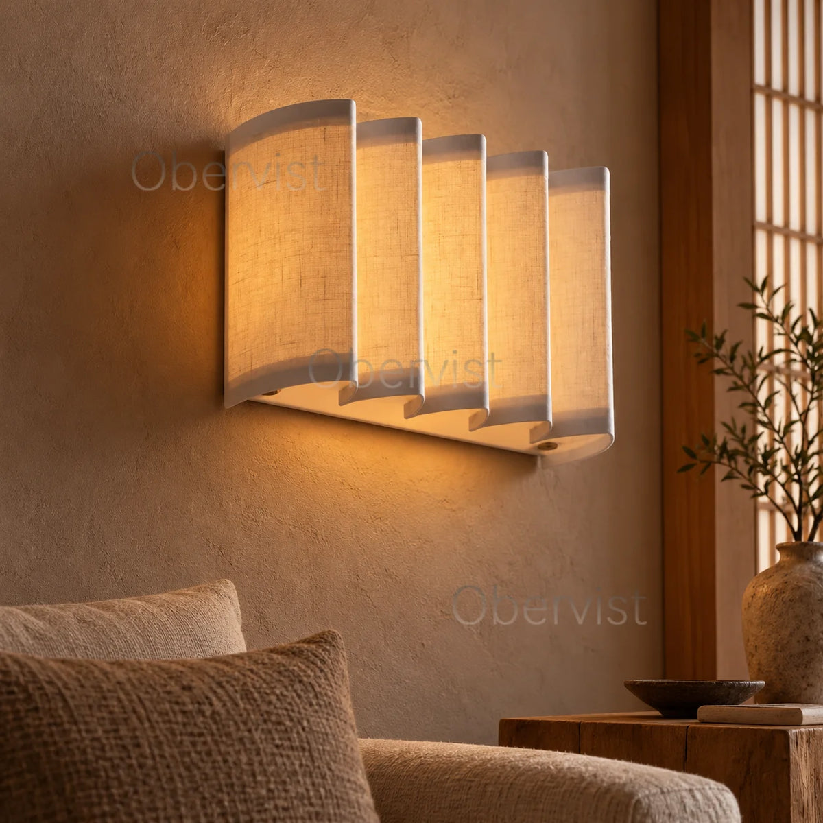 Wabi Sabi Fabric Wall Lamp – Nordic LED Bedside Light