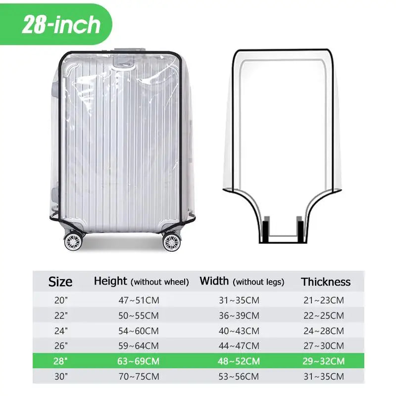 Transparent PVC Luggage Cover | Waterproof 20–30 Inch Suitcase