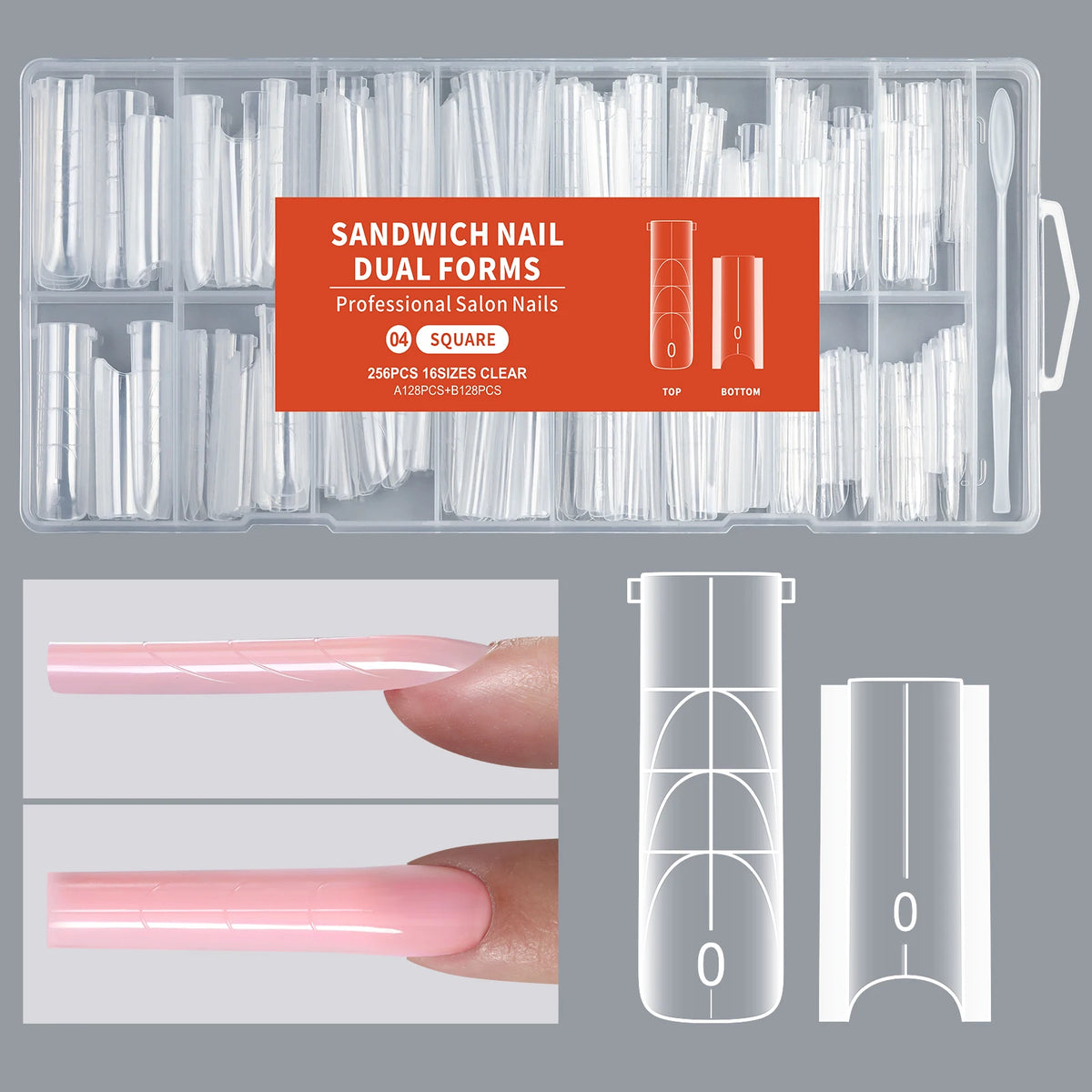 256-Piece Dual Nail Extension Forms – Full Cover Gel Tips
