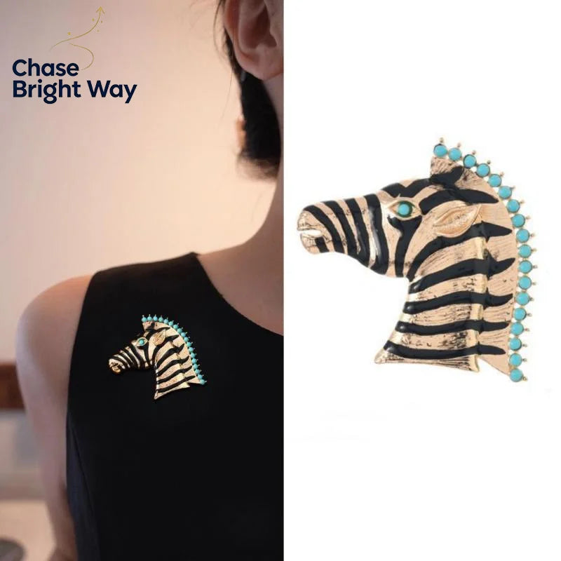 Vintage Metal Zebra Brooch – Animal Lapel Pin Unisex Gift