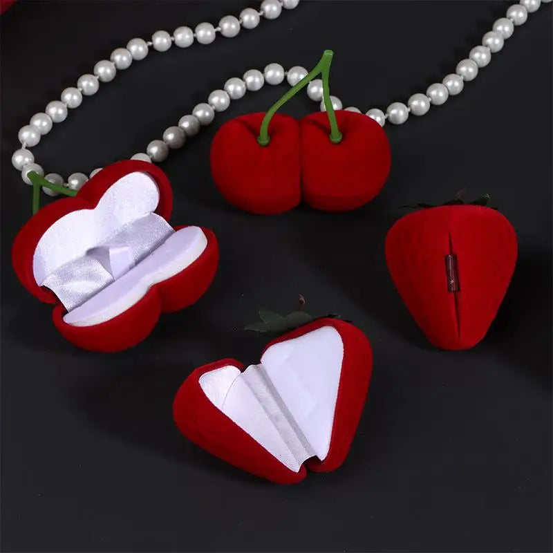 Velvet Flocked Ring Box – Rose Heart Jewelry Gift Case