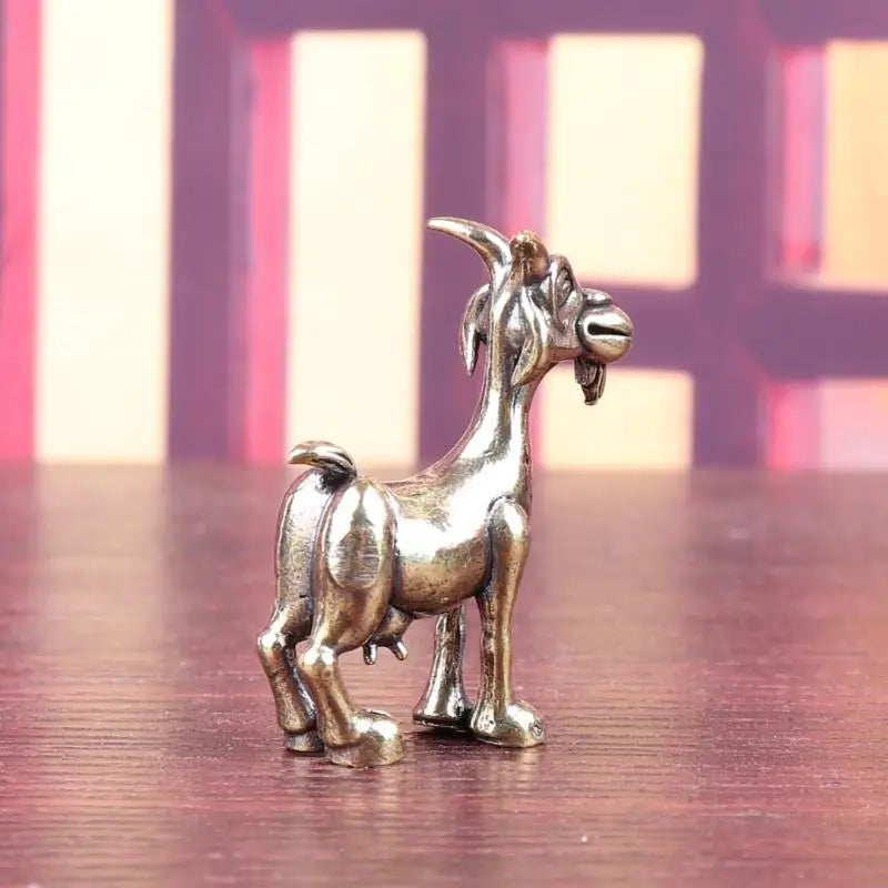 Vintage Solid Brass Goat Statue – Retro Feng Shui Figurine