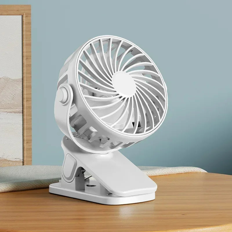 Rechargeable Clip Fan – 720° Rotatable USB Portable Desk Fan