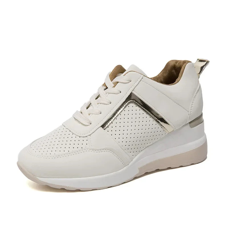 Women's Wedge Platform Sneakers – Lace-Up Breathable Sport Shoes