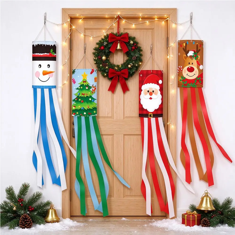 Christmas Windsock Flag – Santa Snowman Reindeer Yard Banner